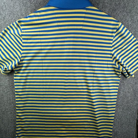 Southern Tide Club Short Sleeve Polo Shirt Blue Yellow Striped Large Men Golf - Picture 11 of 13
